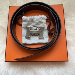 Hermes Belt Buckle & Reversible Leather Strap. 32 MM.